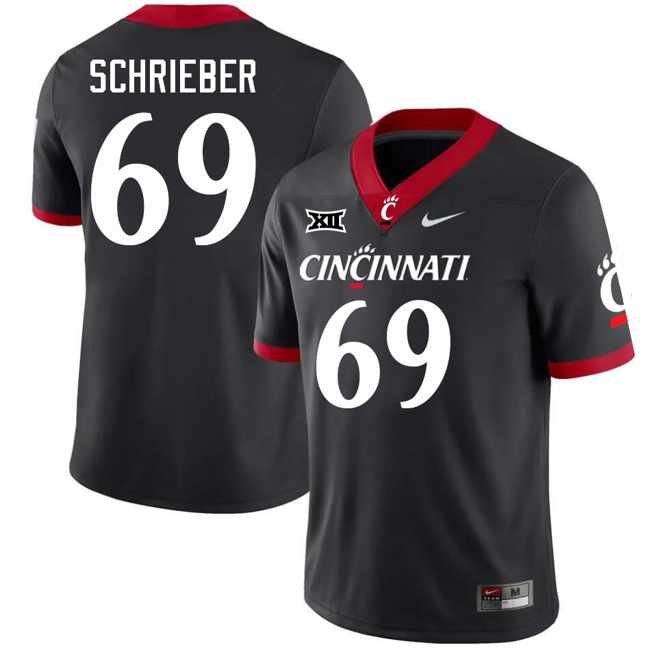 Cincinnati Bearcats #69 JP Schrieber College Football Jerseys Stitched-Black